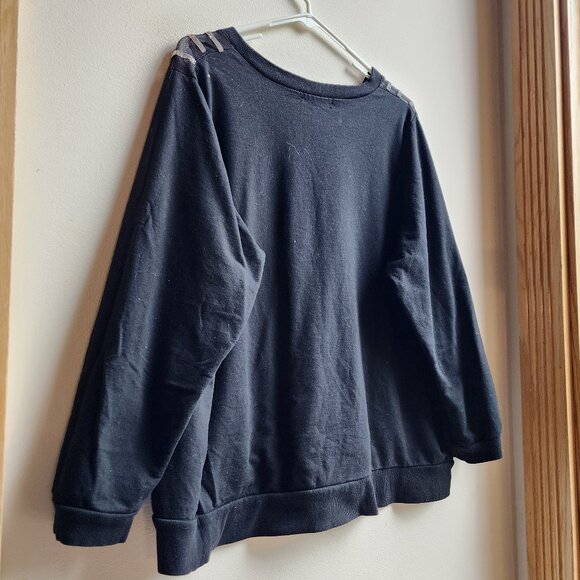 89th & Madison Black Jeweled Embellished Scoop Neck Sweatshirt Size 2X - Picture 13 of 16